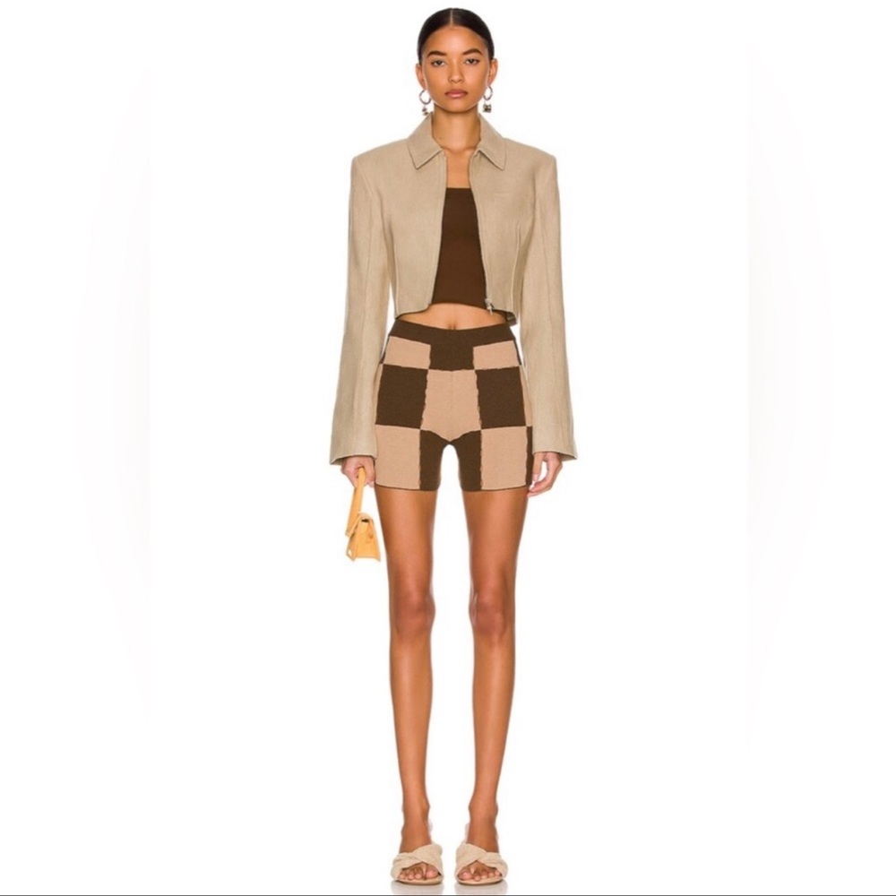 JACQUEMUS Le Short Gelato in Multi Brown patchwork shorts - Sz 38 / Small
